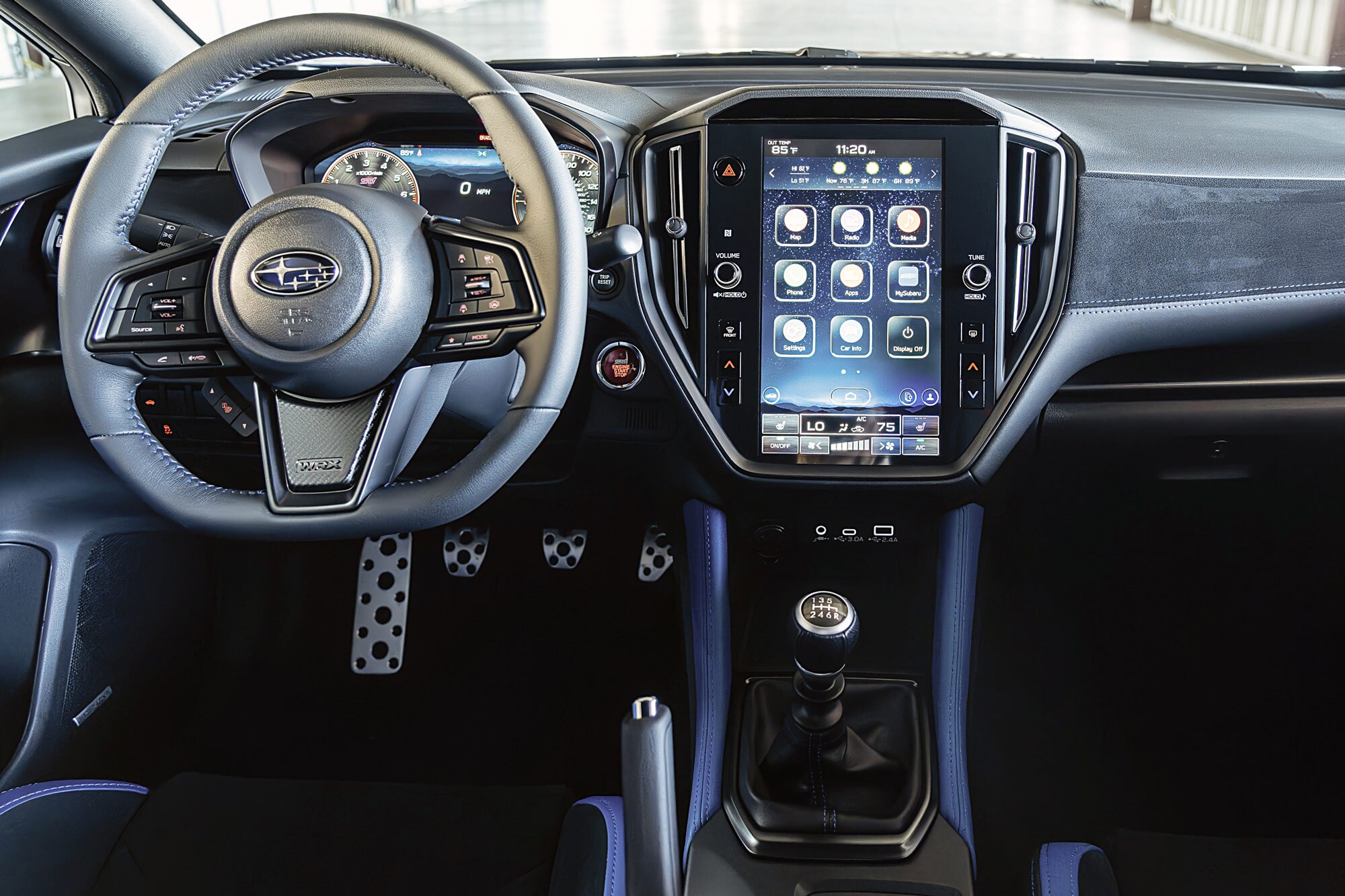 Dashboard and steering wheel in a 2025 Subaru WRX tS