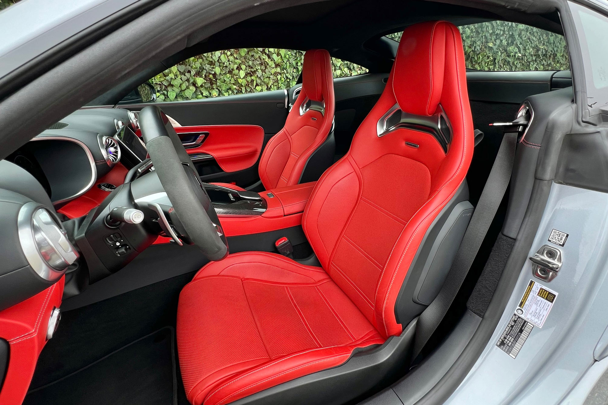 Red AMG Performance Seats in a 2024 Mercedes-AMG GT 63 Coupe