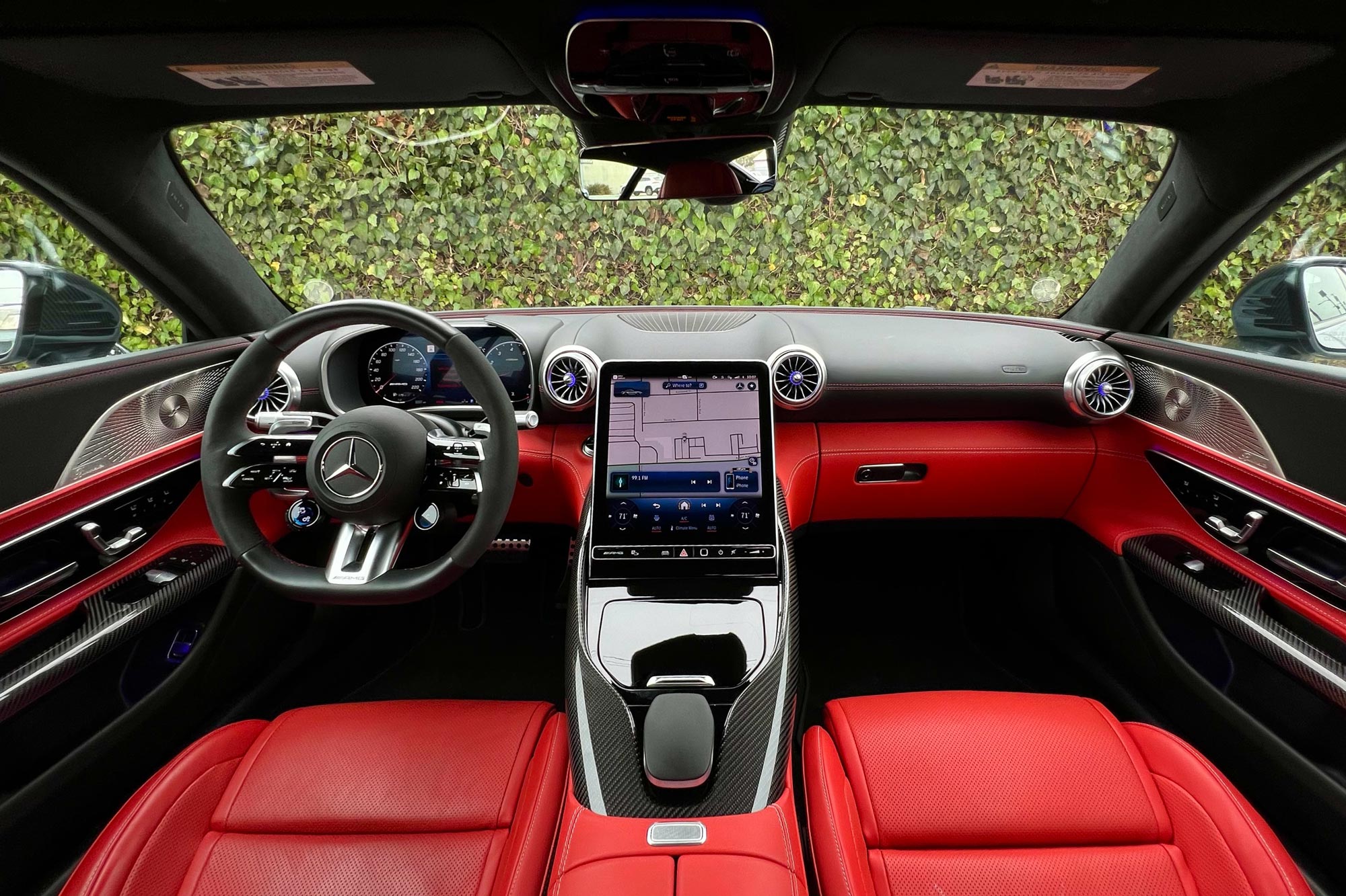 Dashboard and infotainment system in a 2024 Mercedes-AMG GT 63 Coupe