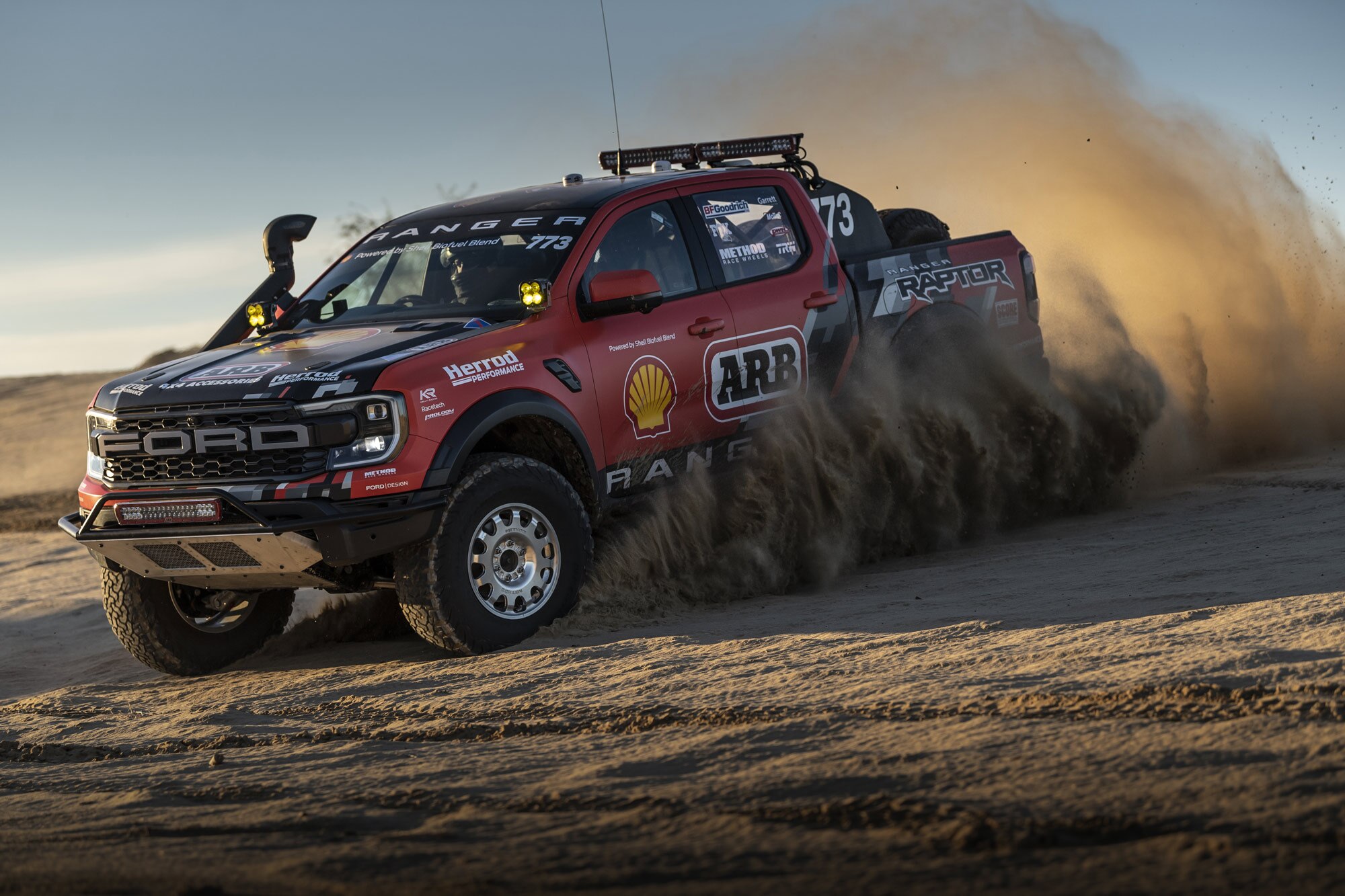 A Ford Ranger Raptor at the Baja 1000 in Mexico