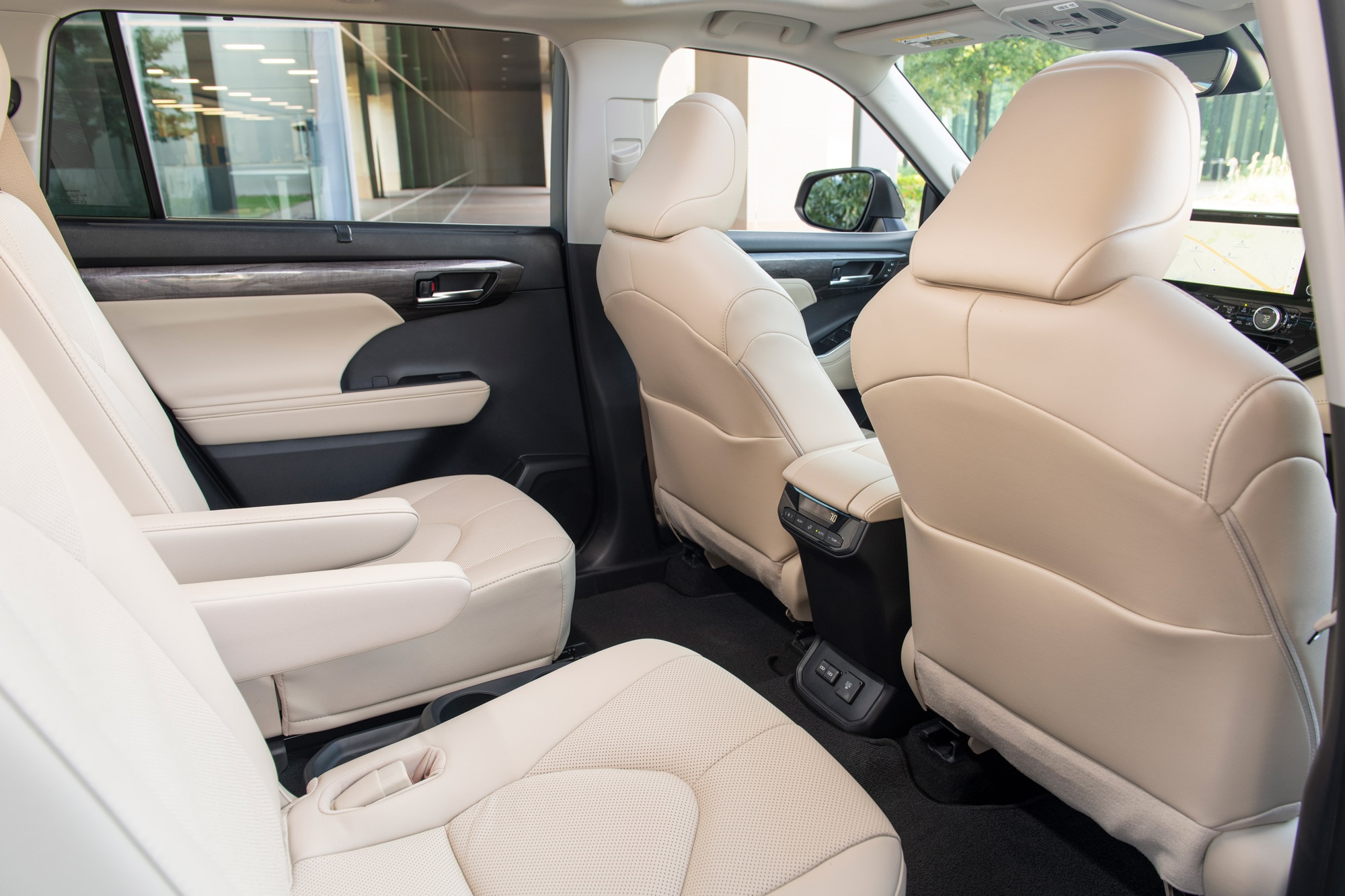 Interior of a 2024 Toyota Highlander, second-row seats