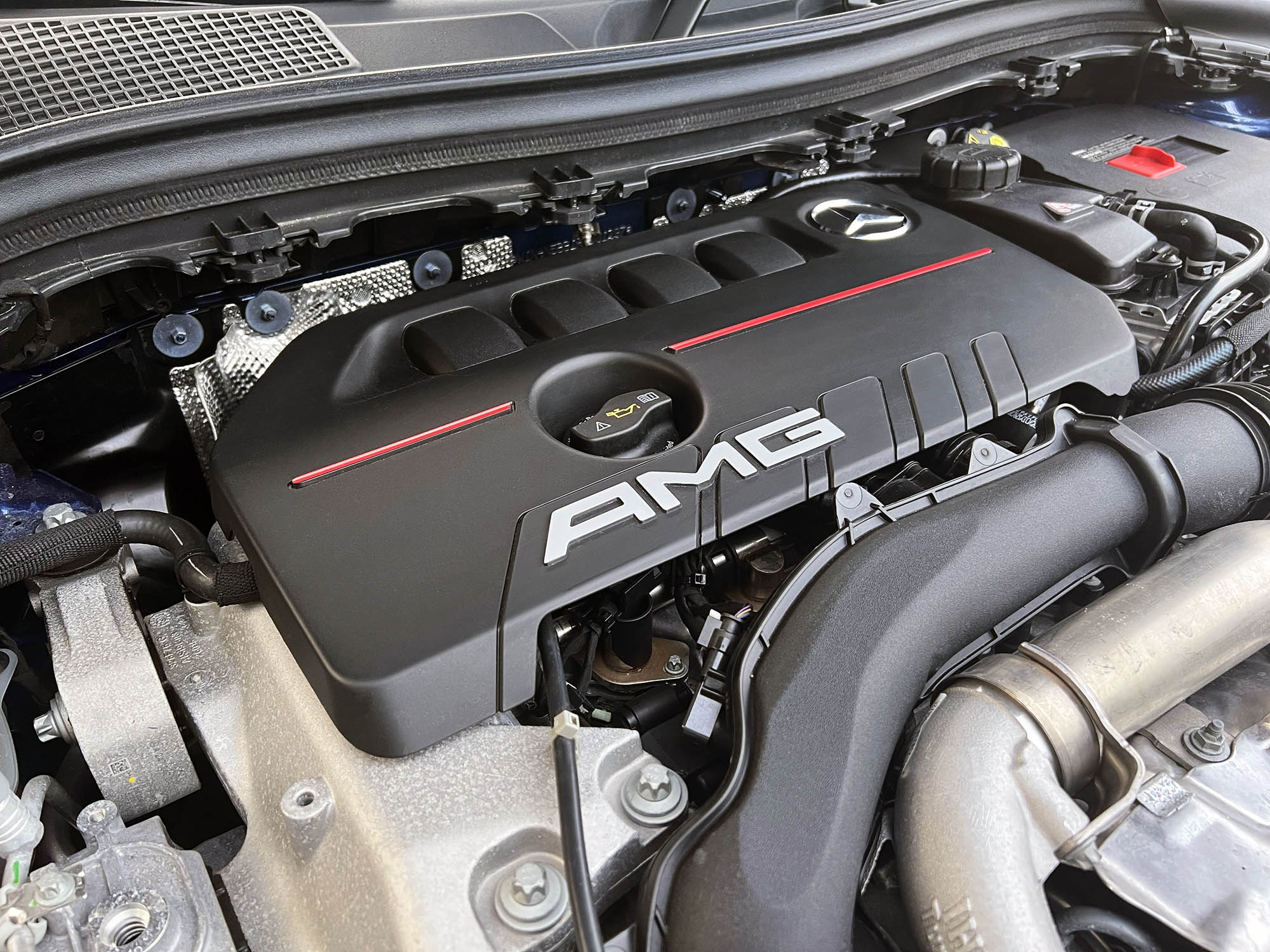 2024 Mercedes-AMG GLA 35 turbocharged four-cylinder engine under the hood