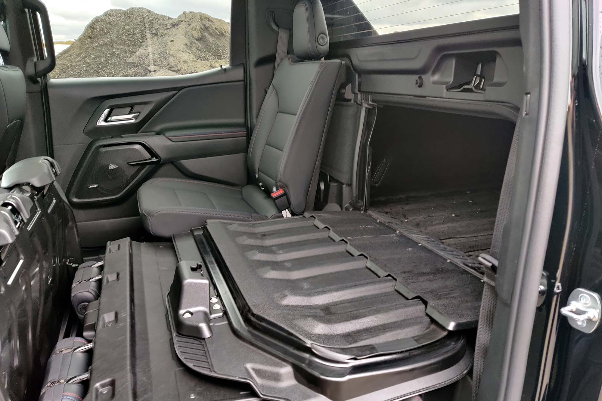 2025 Chevrolet Silverado EV Multi-Flex Midgate shown from the left rear door.