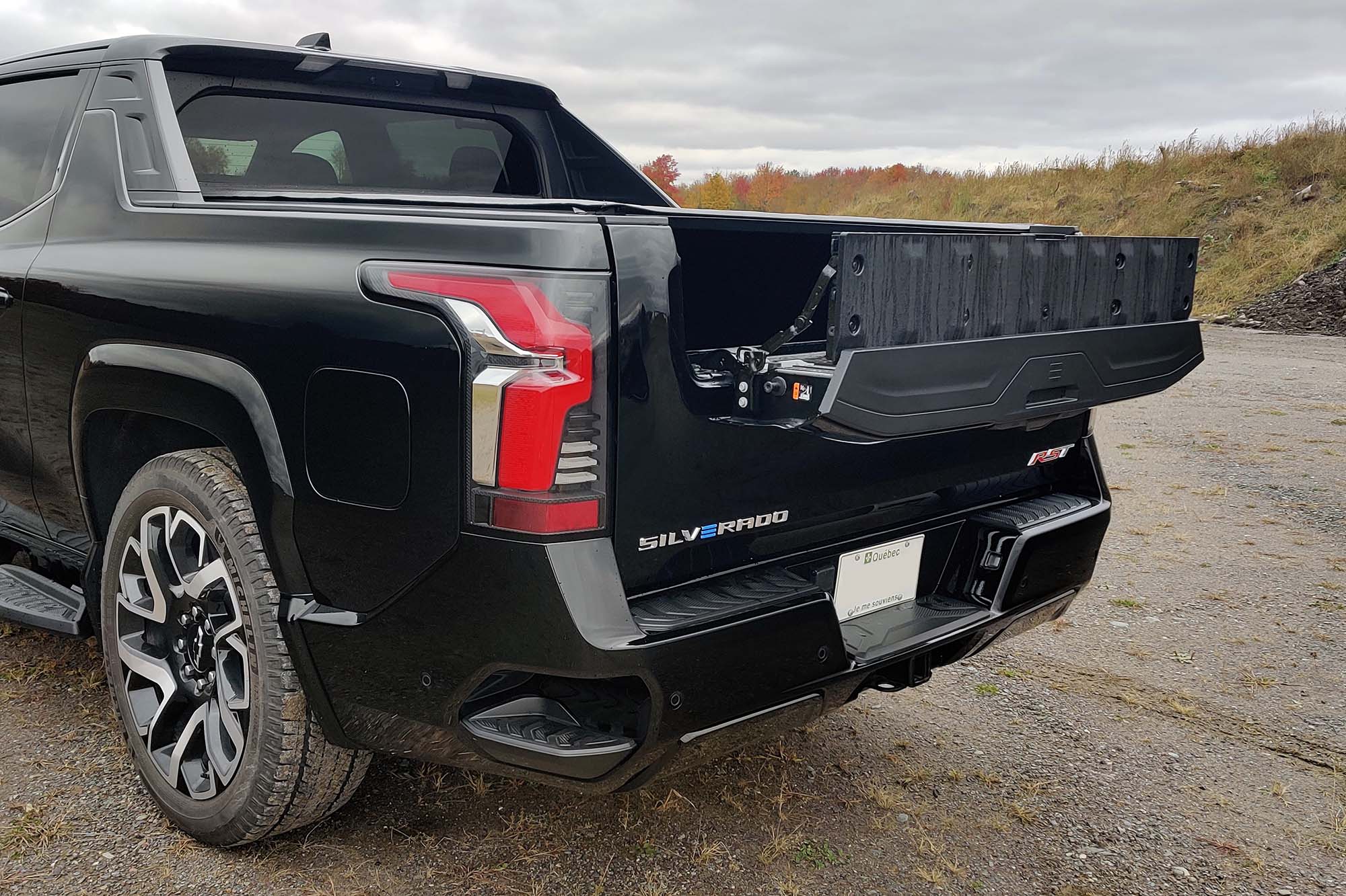 2025 Chevrolet Silverado EV Multi-Flex Tailgate shown with the extender deployed.