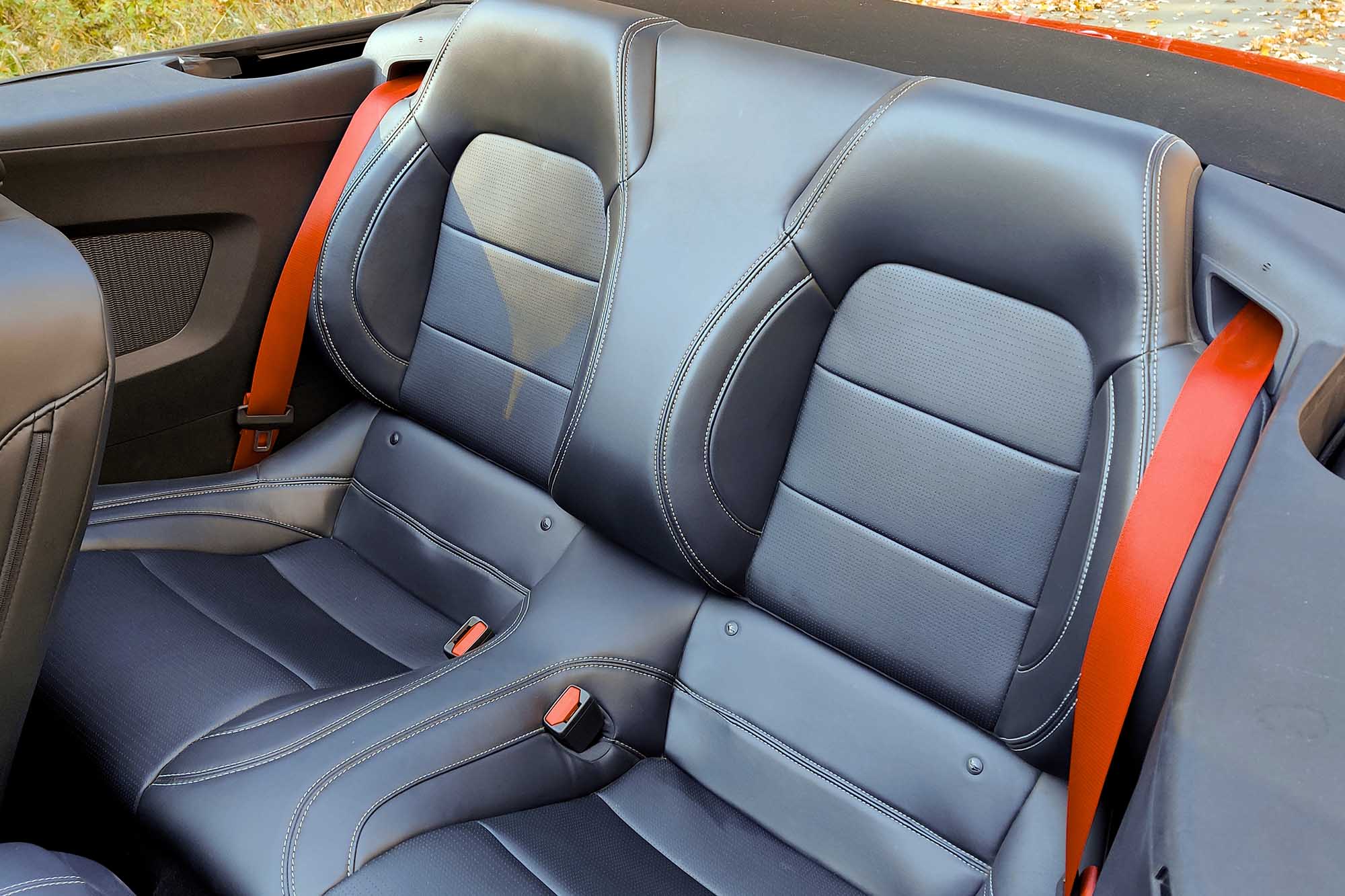 The back seats of a 2024 Ford Mustang Convertible