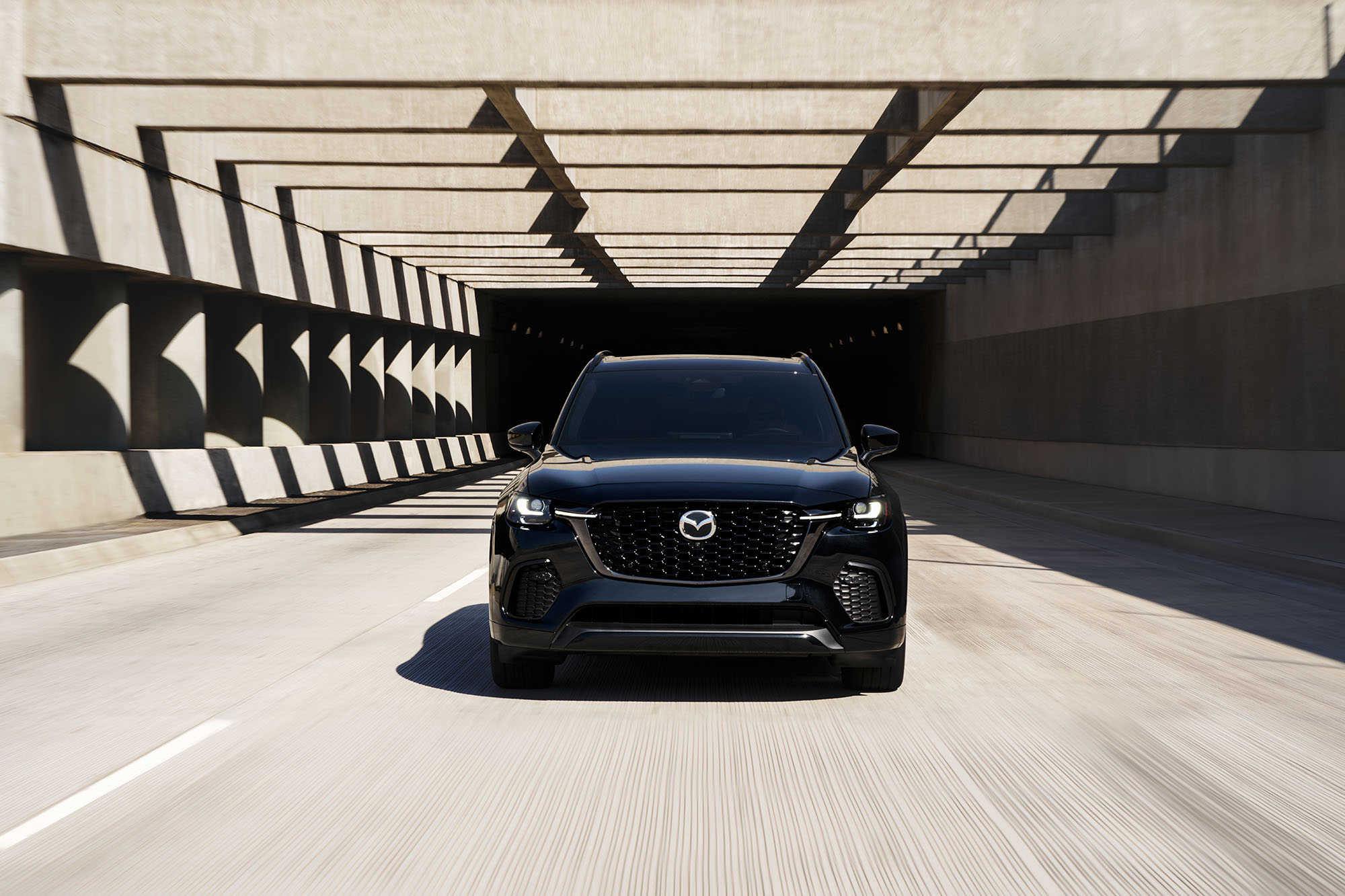 2025 Mazda CX-70 in black head-on view