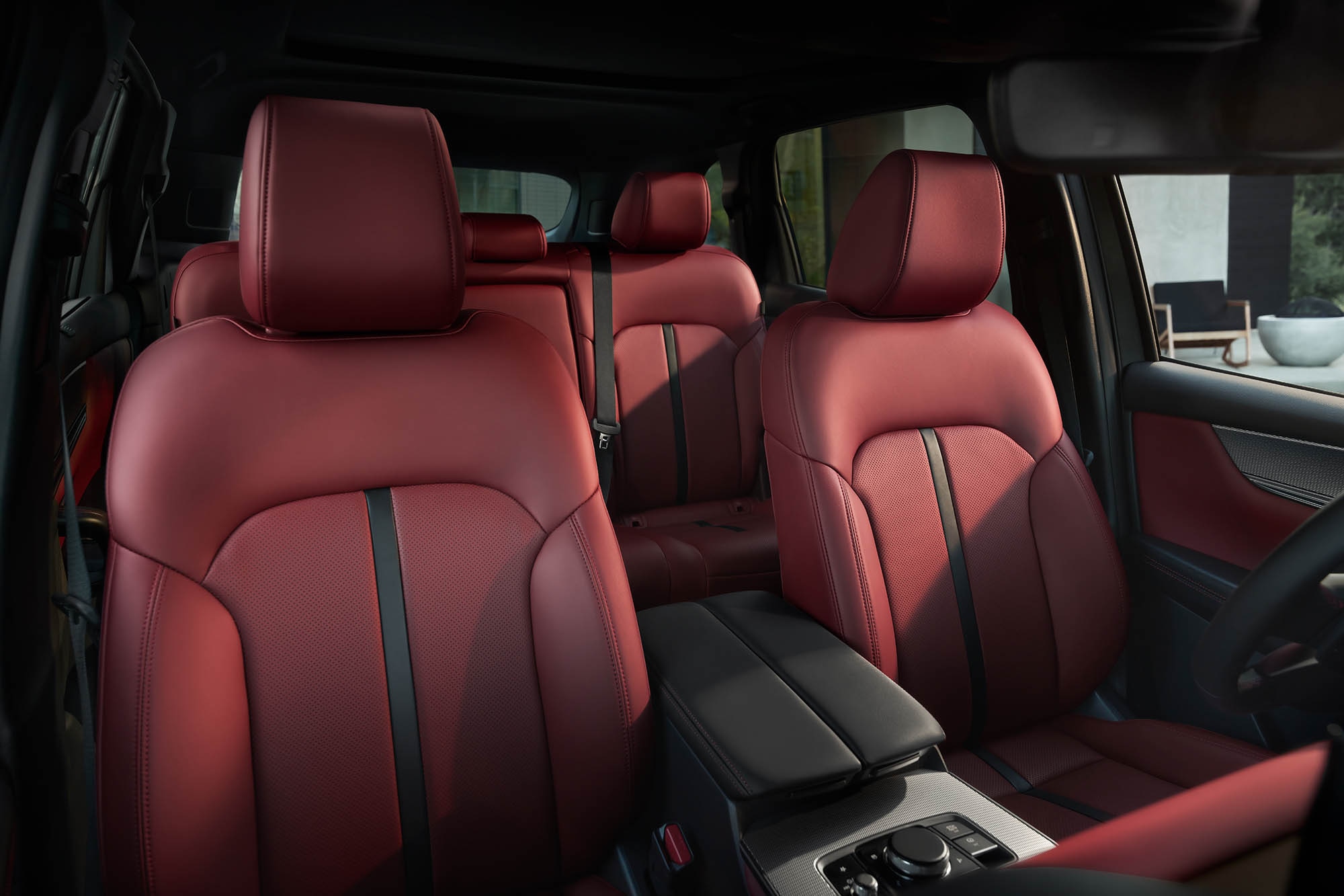 Red-upholstered interior of a 2025 Mazda CX-70