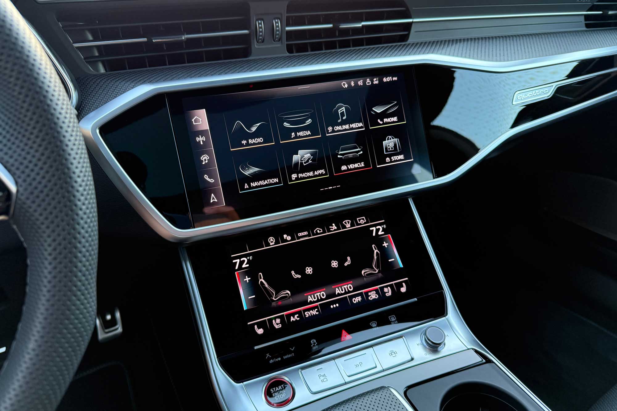 2025 Audi S7 infotainment system and climate control panel