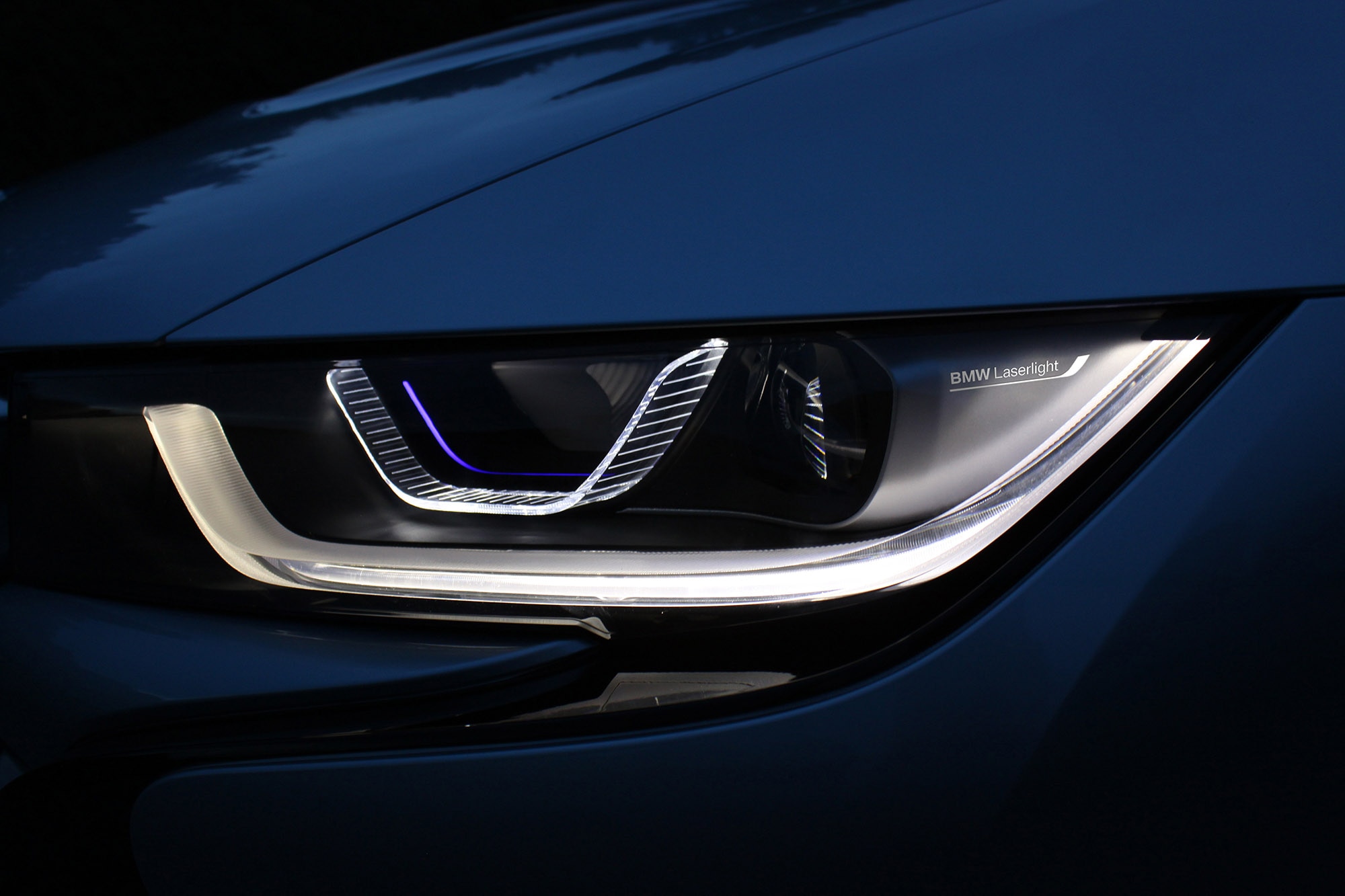 Close-up shot of a BMW Laserlight on an i8