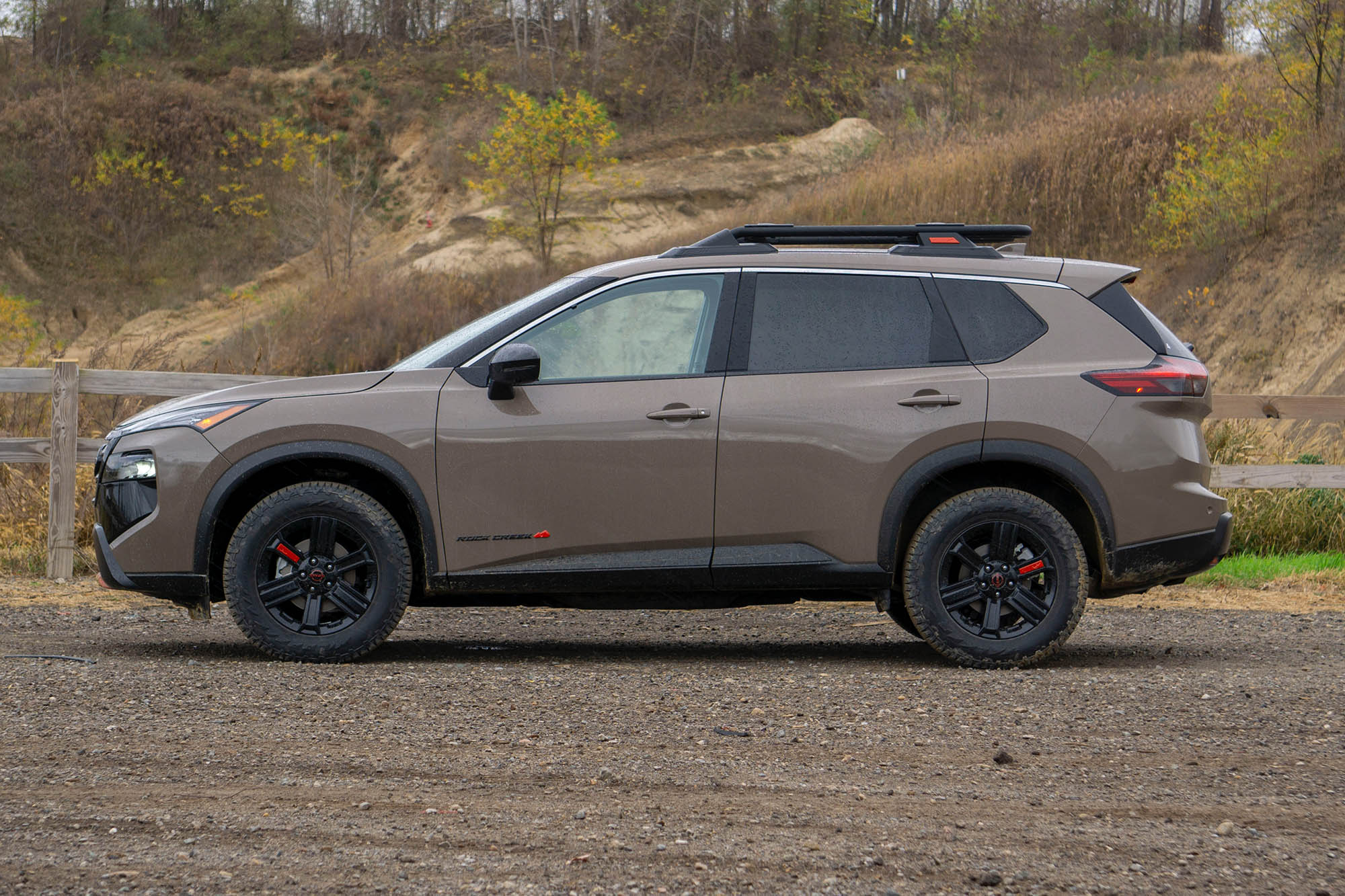 2025 Nissan Rogue Rock Creek in Baja Storm Metallic, side profile