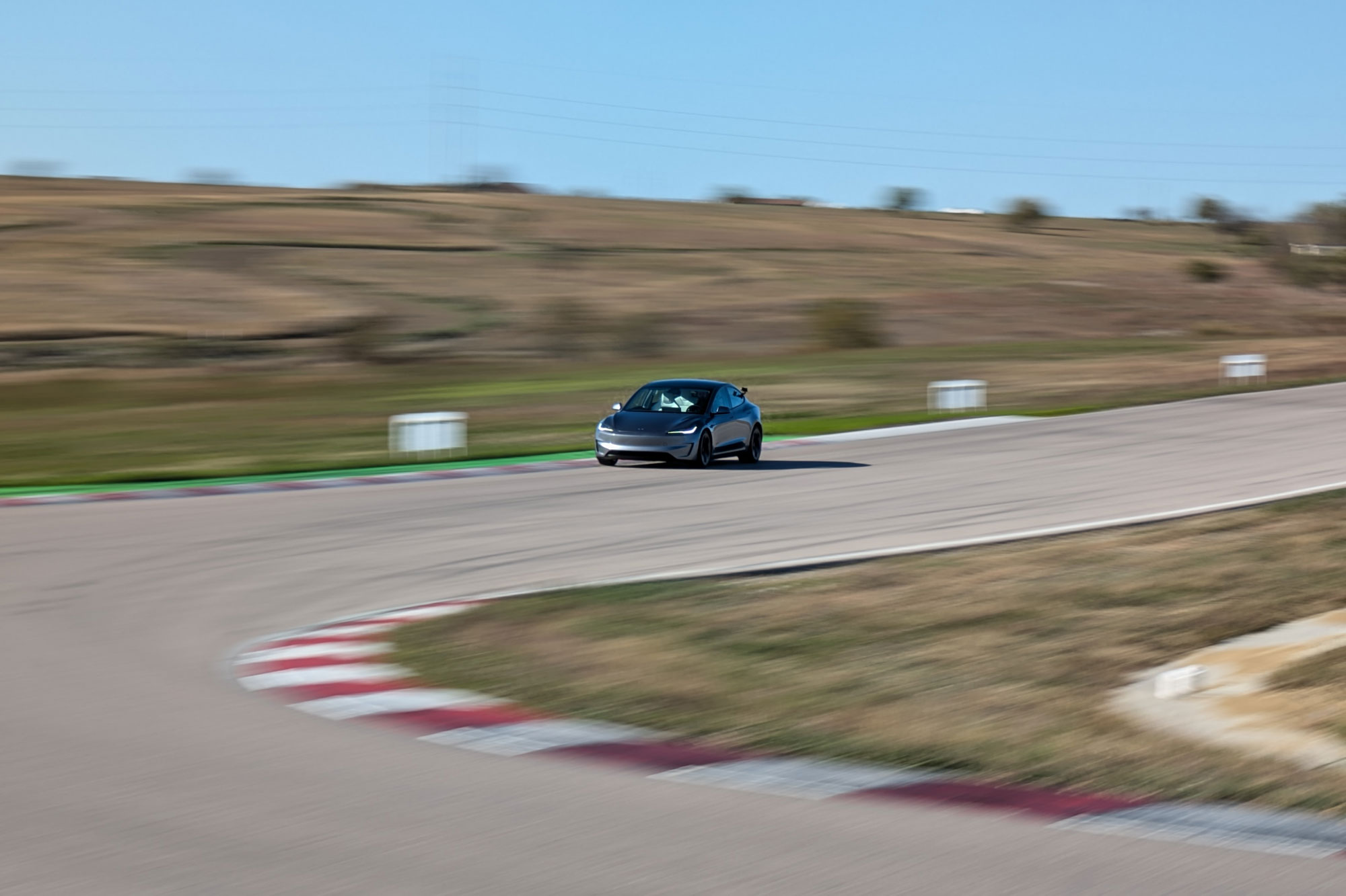 Tesla Model 3 on racetrack