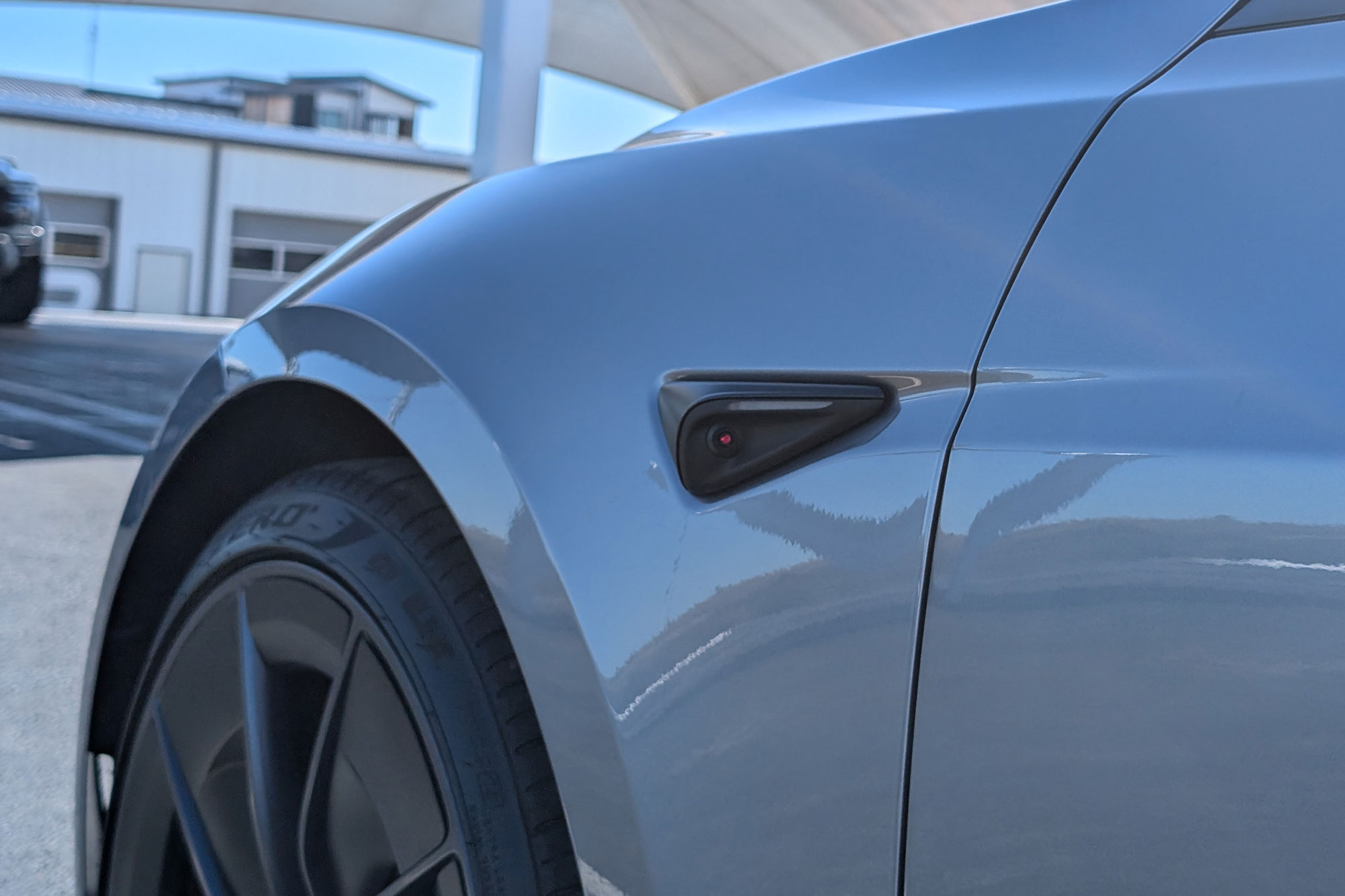 Tesla Model 3 Performance exterior camera and front tire