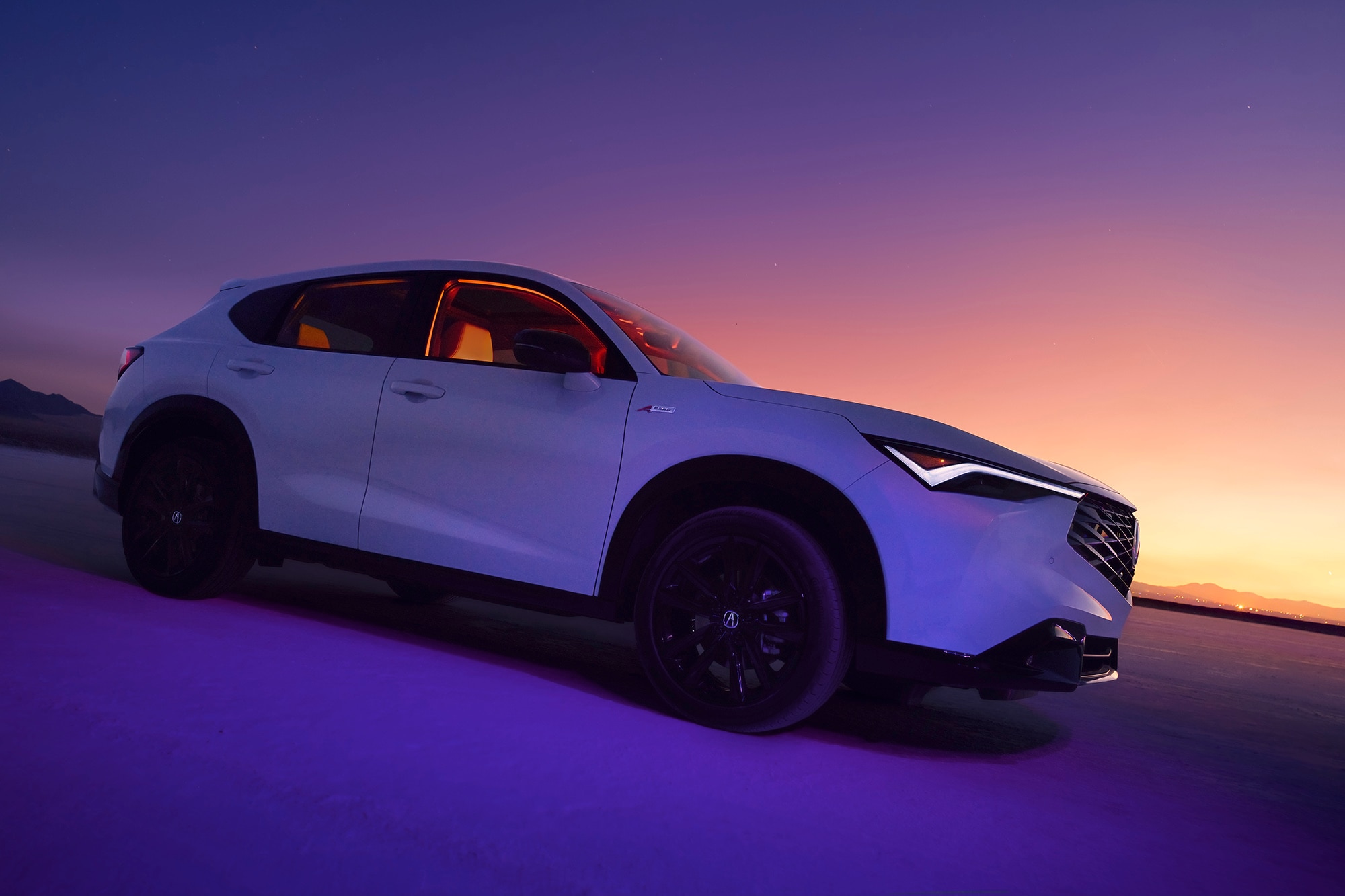 2025 Acura ADX A-Spec in white parked on desert dry lakebed