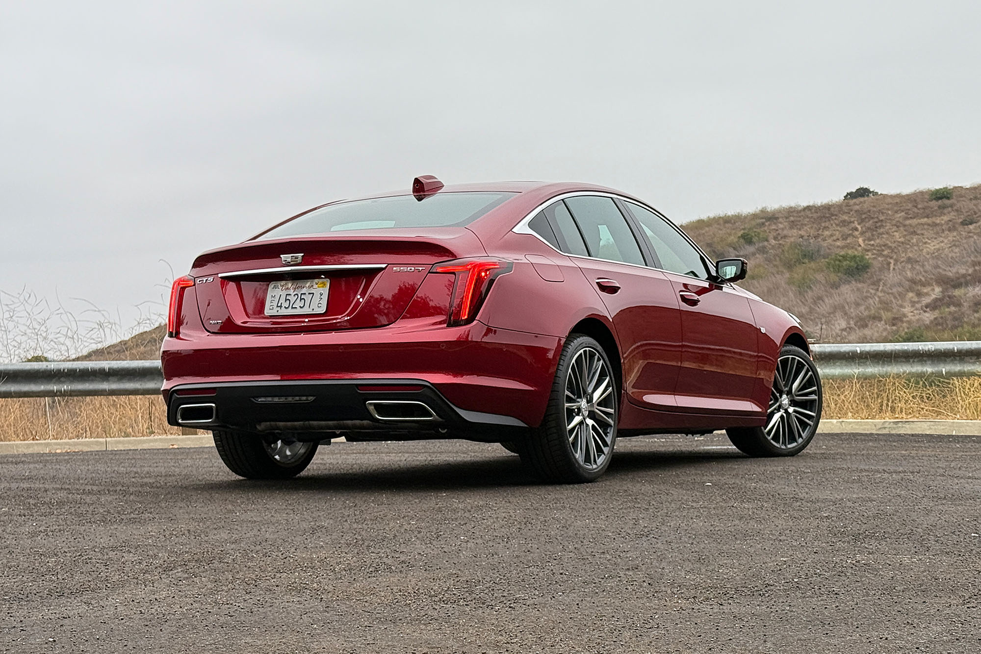 2025 Cadillac CT5 Premium Luxury in Radiant Red, rear