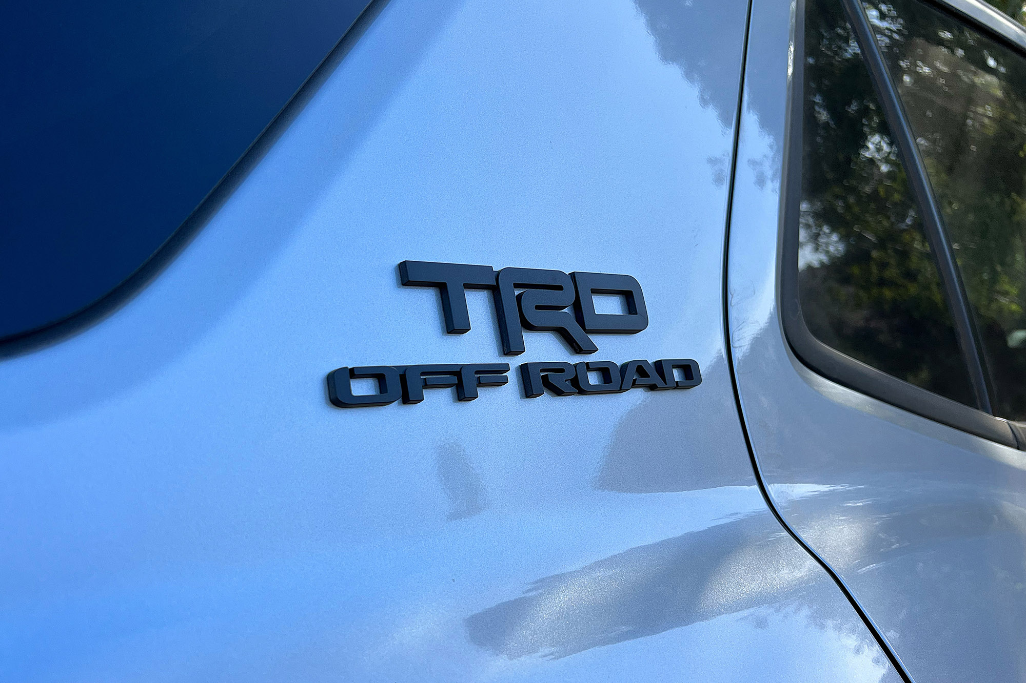 2025 Toyota 4Runner TRD Off-Road badge on exterior roof pillar.