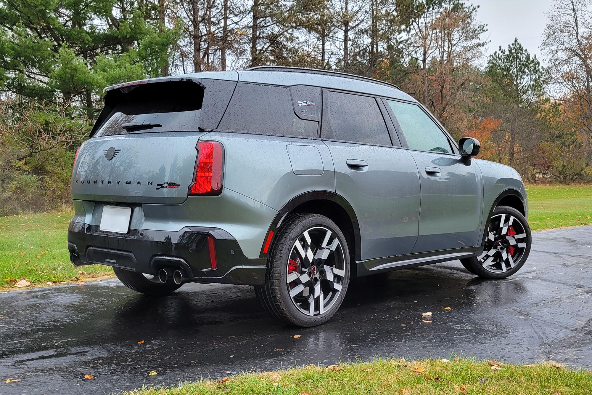 2025 Mini Countryman John Cooper Works in Smokey Green, rear.