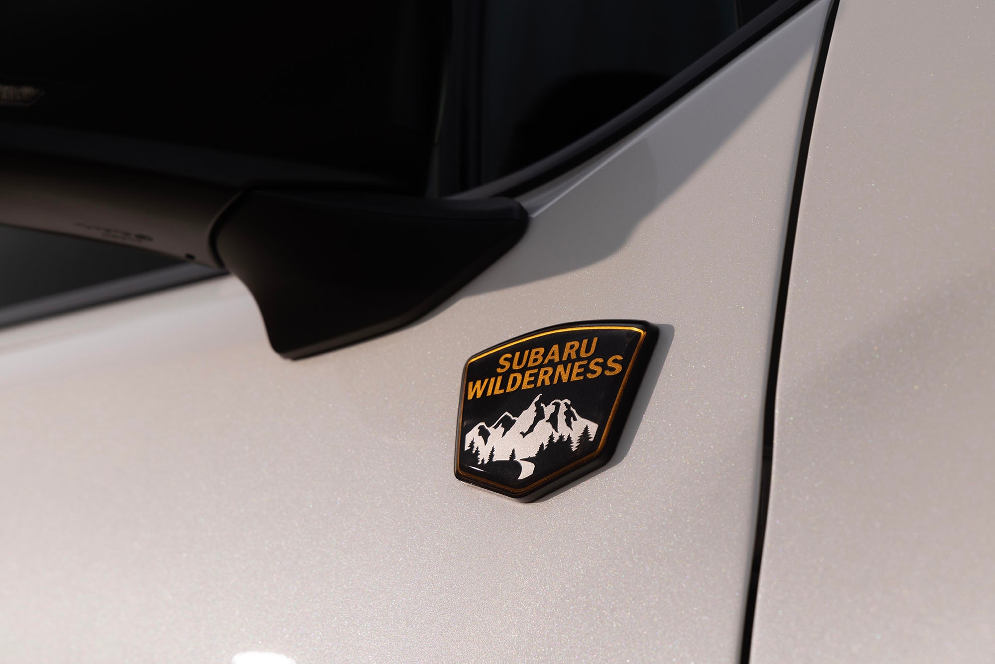 Wilderness badge on a white  2026 Subaru Forester Wilderness.