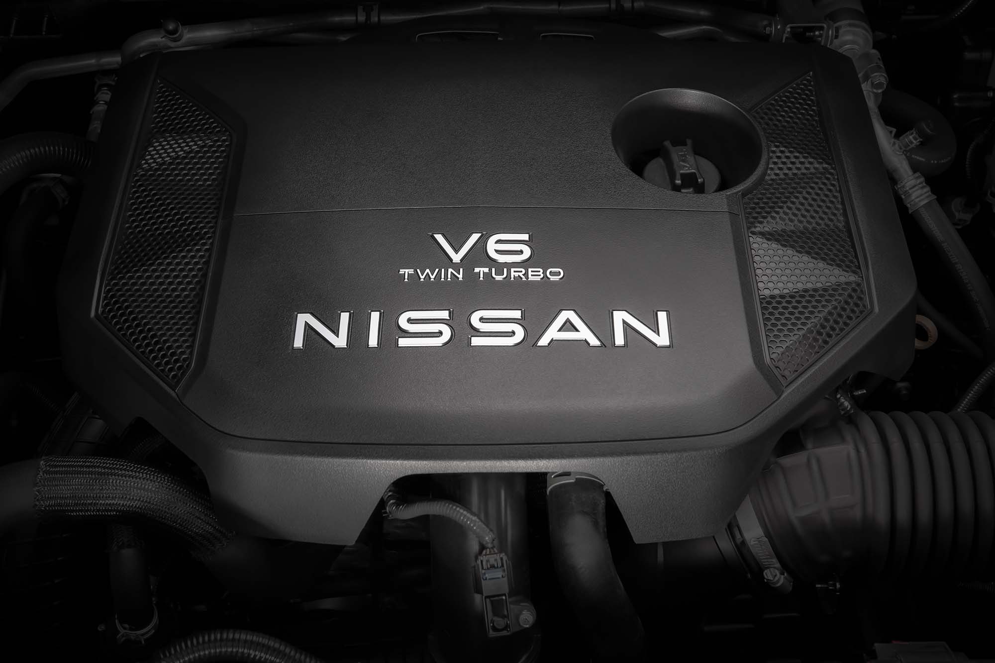 Detail view of the 2025 Nissan Armada engine.