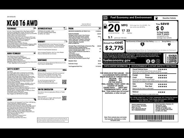 2012 Volvo XC60 3.0L Platinum