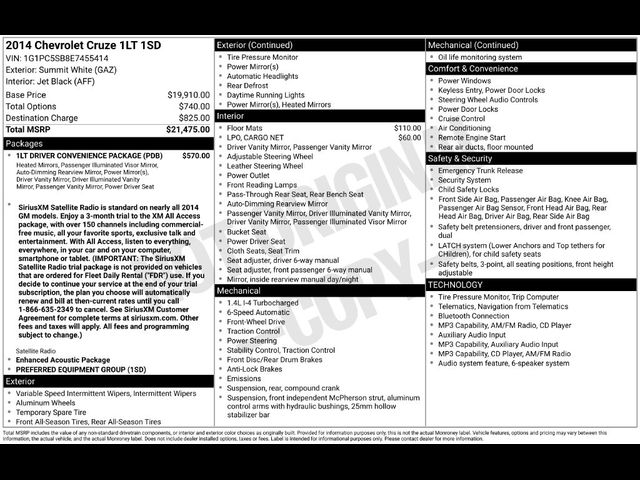 2014 Chevrolet Cruze 1LT