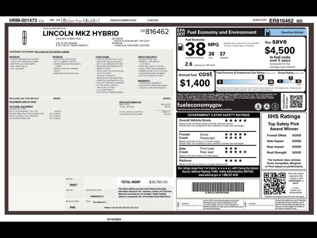 2014 Lincoln MKZ Hybrid Base