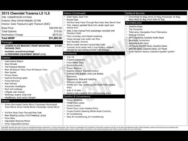 2015 Chevrolet Traverse LS
