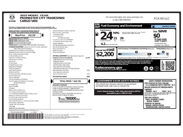 2015 Ram ProMaster Tradesman