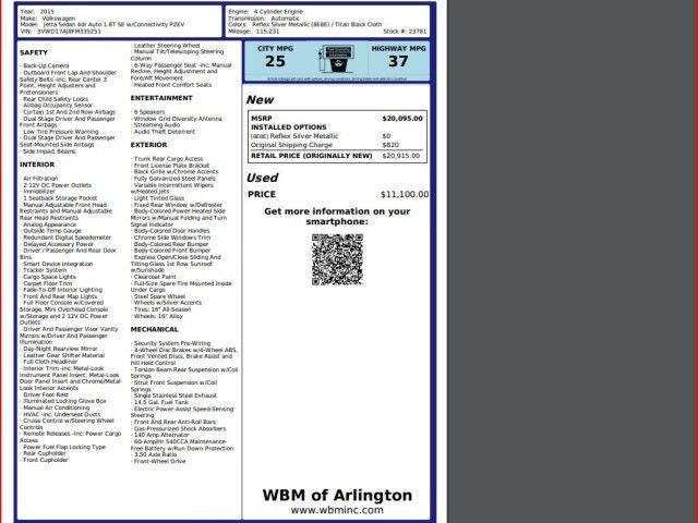 2015 Volkswagen Jetta 1.8T SE Connectivity