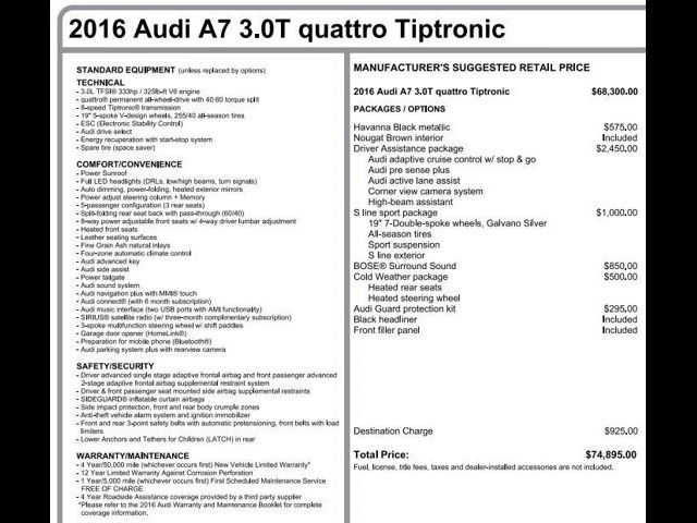 2016 Audi A7 3.0 Premium Plus