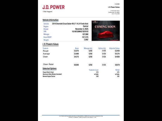 2016 Chevrolet Cruze LT