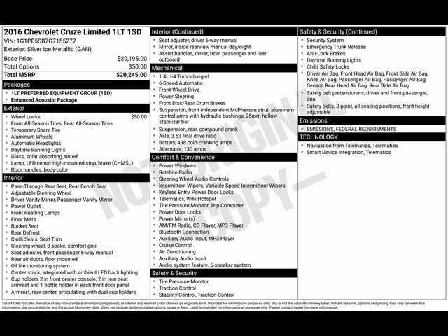 2016 Chevrolet Cruze Limited LT