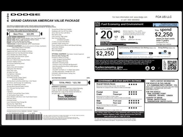 2016 Dodge Grand Caravan American Value