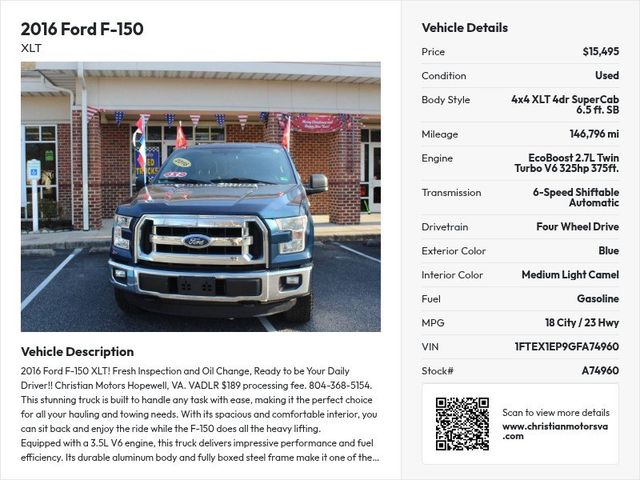 2016 Ford F-150 XLT