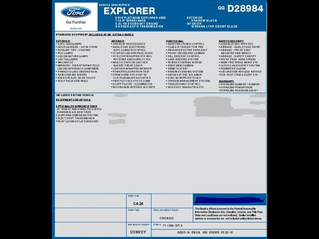 2016 Ford Explorer Platinum