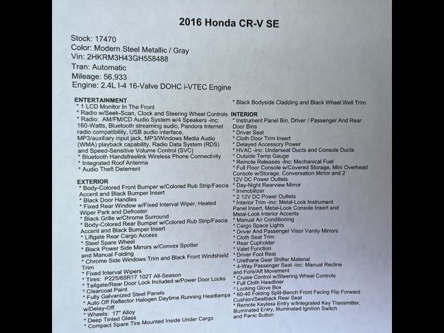 2016 Honda CR-V SE