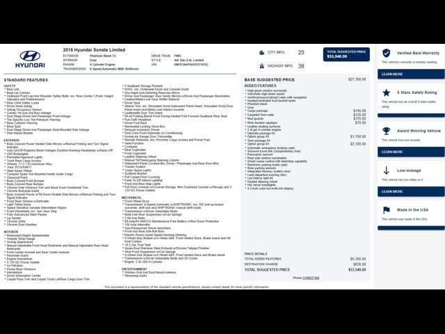 2016 Hyundai Sonata 2.4L Limited