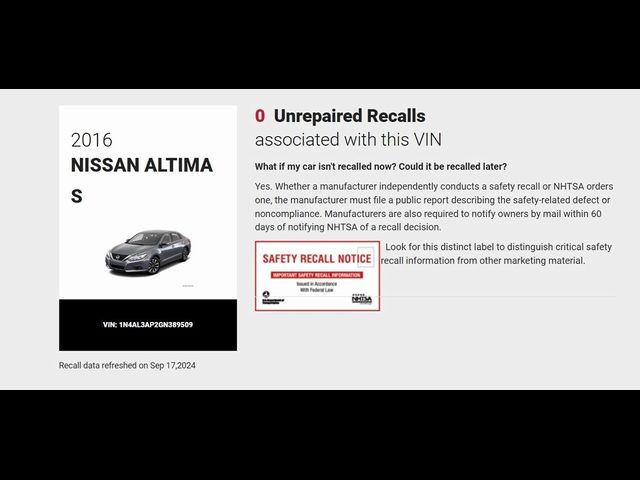 2016 Nissan Altima 2.5 S