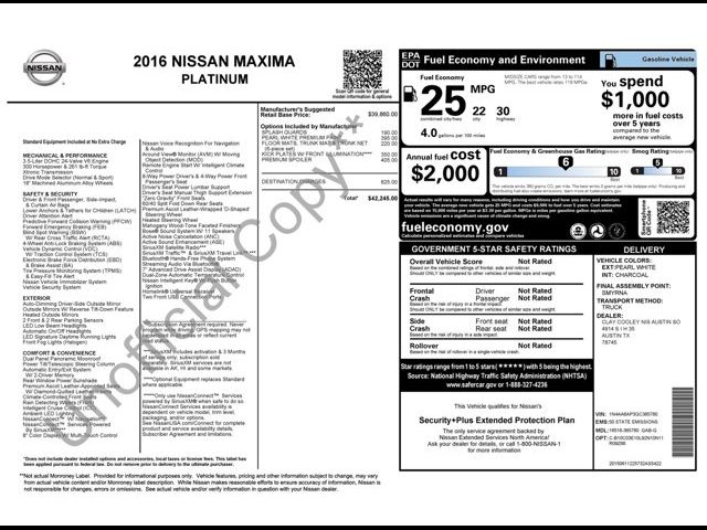 2016 Nissan Maxima 3.5 Platinum