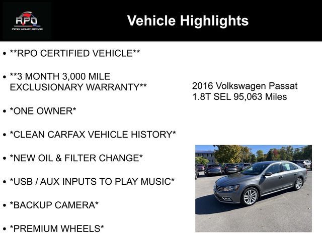 2016 Volkswagen Passat 1.8T SEL