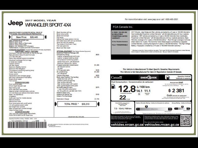 2017 Jeep Wrangler Sport