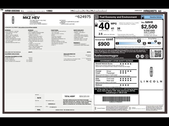 2017 Lincoln MKZ Hybrid Select