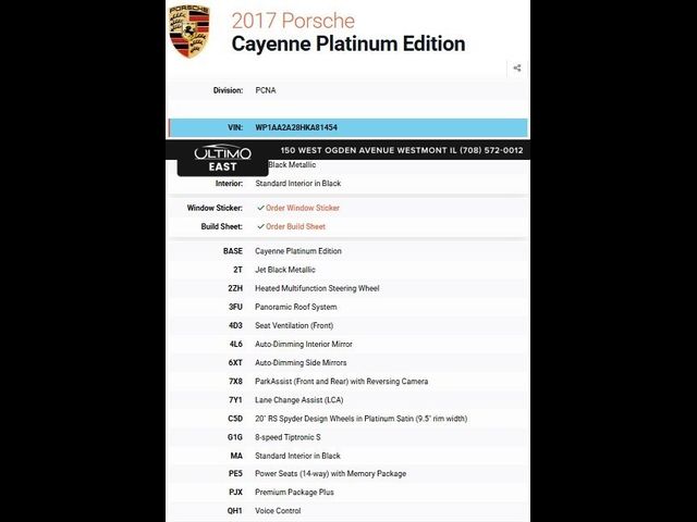 2017 Porsche Cayenne Platinum Edition