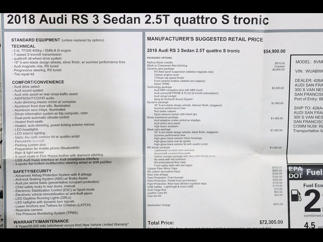 2018 Audi RS 3 Base