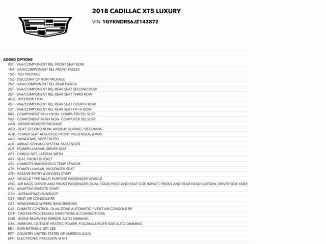 2018 Cadillac XT5 Luxury