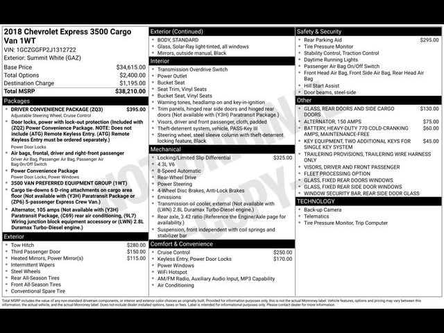 2018 Chevrolet Express Base