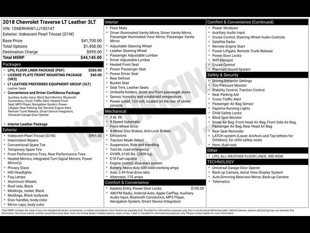 2018 Chevrolet Traverse LT Leather