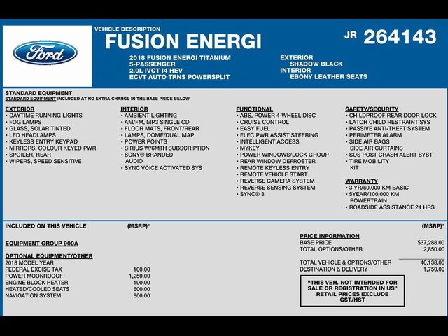 2018 Ford Fusion Energi Titanium