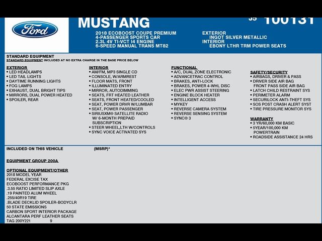 2018 Ford Mustang EcoBoost Premium