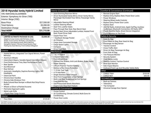 2018 Hyundai Ioniq Hybrid Limited