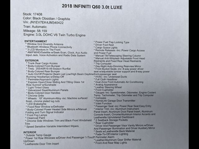 2018 INFINITI Q60 3.0T Luxe